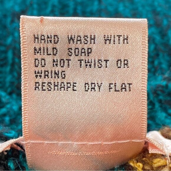 Unique Vintage Jaclyn Smith Embroidered Patchwork Teal Sweater Size Large - Picture 8 of 12